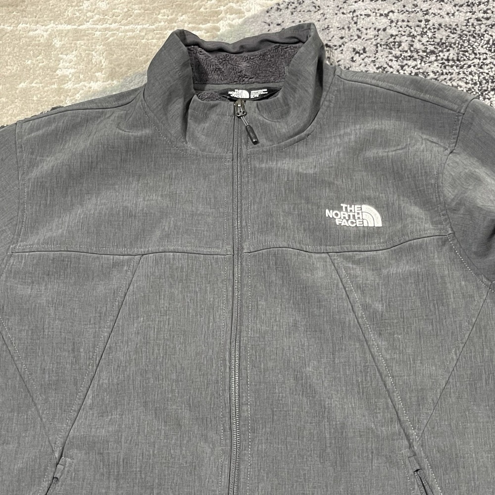 The North Face Windwall Apex Barrier Jacket Men XL Gray Soft Shell Zip Fur Line